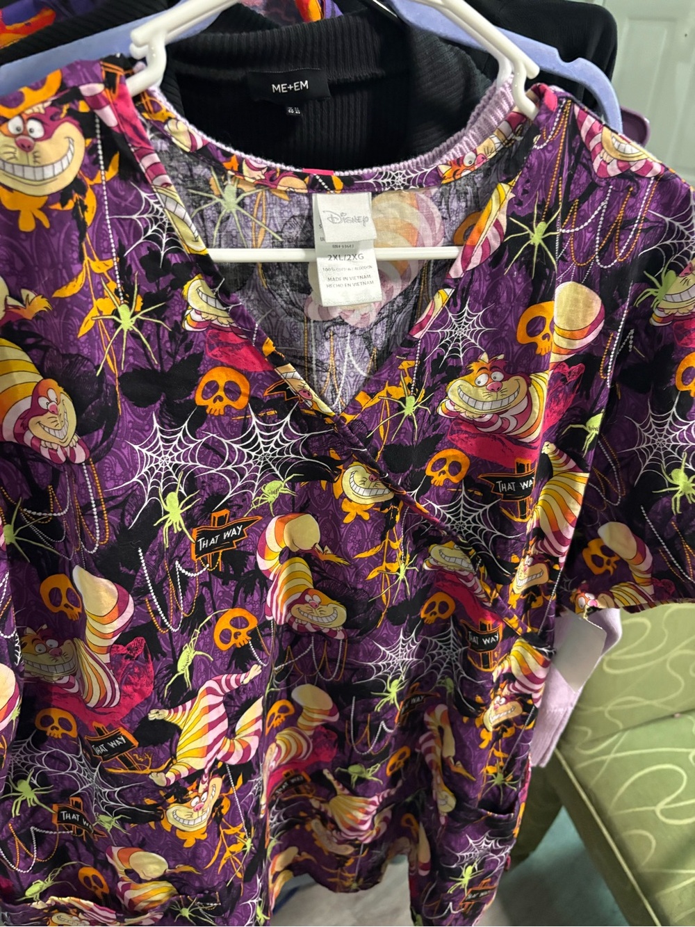 Disney Purple Cheshire Cat women’s scrub